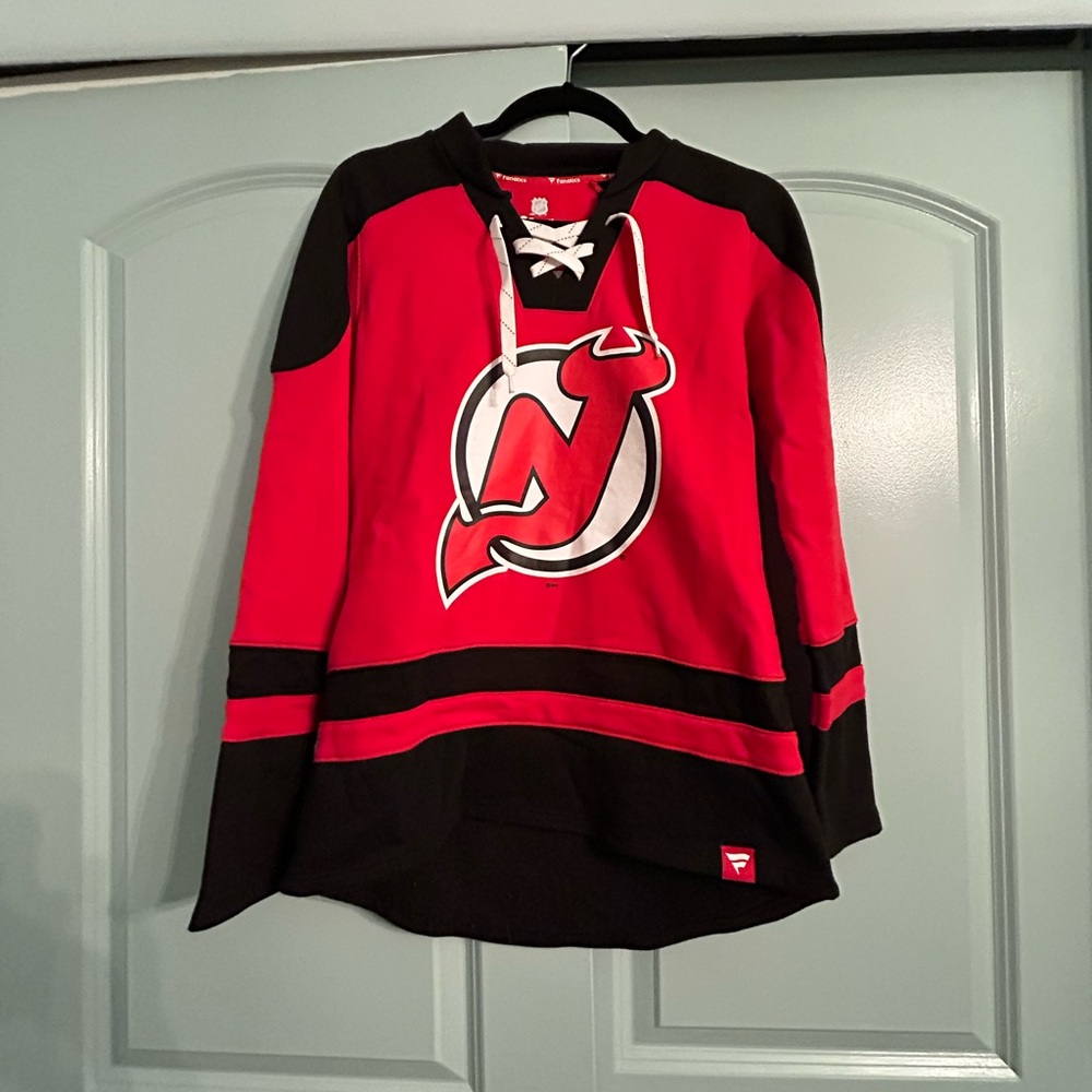 Fanatics NJ Devils Lace-up Pullover Sweater - Womens Size S